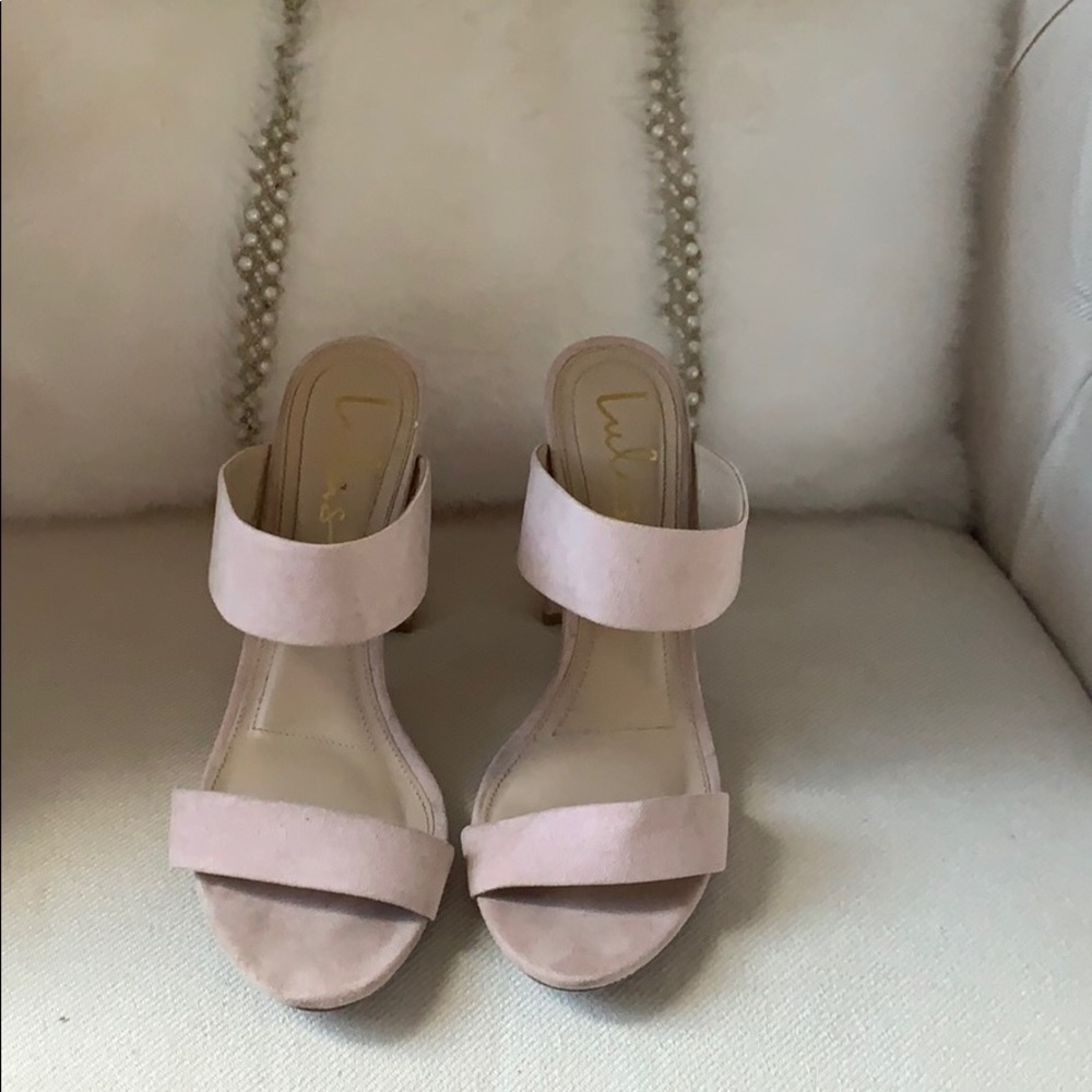 Chunky heel open toe heels